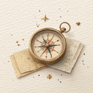 Vintage brass compass with stars