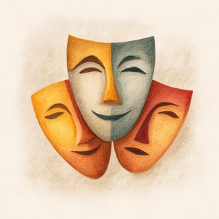 Three theatrical masks