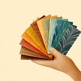 Fanned stack of colourful prompt cards