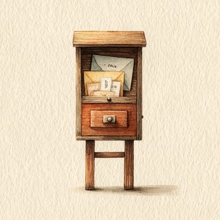 Wooden mailbox with letters