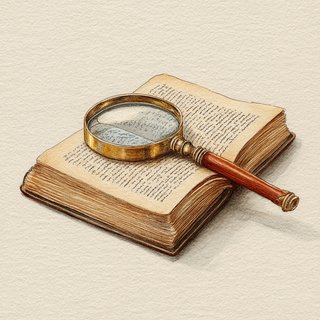 Magnifying glass on an open book